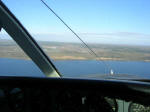View from the co-pilot's seat - Magellan Strait and Punta Arenas airport